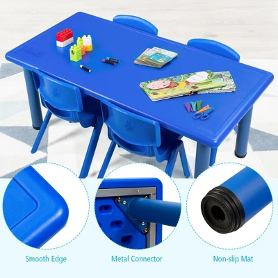 Costway Kids Plastic Rectangular Learn And Play Table Playroom Kindergarten Home Blue 8 Costway Kids Plastic Rectangular Learn And Play Table Playroom Kindergarten Home Blue - Image 6