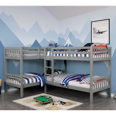 HOMES: Inside + Out Quadruple Twin Kids' Martell Bunk Bed Gray - IoHOMES 3 HOMES: Inside + Out Quadruple Twin Kids' Martell Bunk Bed Gray - IoHOMES