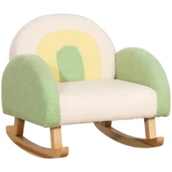 Qaba Kids Sofa, Rocking Toddler Sofa Chair With Solid Wooden Frame, Faux Lamb Fleece Fabric For Nursery, Kindergarten, Playroom, Bedroom -Children Furniture Store GUEST 9451a2a8 7354 4941 8c6e 2da5f2ae9dd4