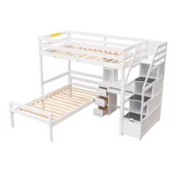 Twin Size Loft Bed With Separate Bed, Staircase For Storage, Desk, Shelves And Drawers - ModernLuxe -Children Furniture Store GUEST 948bcdde 5b4b 4aad a407 fcb91ca3d239