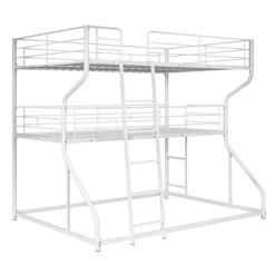 Full XL Over Twin XL Over Queen Size Metal Triple Bunk Bed With Ladder-ModernLuxe -Children Furniture Store GUEST 958ce825 7725 4a32 927c f8fe7df7d147