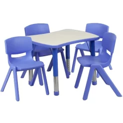 Flash Furniture 21.875"W X 26.625"L Rectangular Plastic Height Adjustable Activity Table Set With 4 Chairs -Children Furniture Store GUEST 977d3e92 e808 44ad 97a5 2c9e3cab0255 1