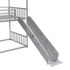 Twin Over Twin Metal Bunk Bed House Bed With Slide And Staircase-ModernLuxe -Children Furniture Store GUEST 98924ff3 98ab 4dff 8388 57a8af705500