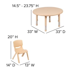 Emma And Oliver 33" Round Plastic Height Adjustable Activity Table Set With 2 Chairs -Children Furniture Store GUEST 993dfe1f 5b65 4ee8 a305 3f97541f5bee 1
