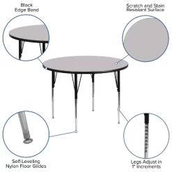 Flash Furniture 48'' Round Thermal Laminate Activity Table - Standard Height Adjustable Legs -Children Furniture Store GUEST 99d03a77 10e7 488a 8e59 e0f0d8cc77f6