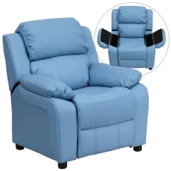 Emma And Oliver Deluxe Padded Contemporary Kids Recliner With Storage Arms -Children Furniture Store GUEST 9a1a9969 c74b 49af bed0 63829ebf2435