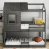 Twin Over Twin Wood Bunk Bed With Roof, Window, Guardrail, Ladder Gray-ModernLuxe -Children Furniture Store GUEST 9a2fb1e9 98da 44f0 a959 71879b4a075d