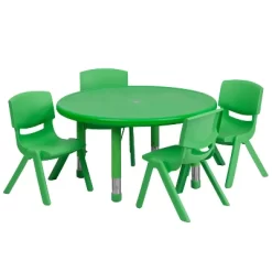 Flash Furniture 33" Round Plastic Height Adjustable Activity Table Set With 4 Chairs -Children Furniture Store GUEST 9ba7db33 e4cf 4585 b3a0 41aff703b2fd