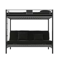 Twin Over Futon Maxence Metal Bunk Bed Silver/Black - Room & Joy -Children Furniture Store GUEST 9e66d74e 9b2d 4bbb 9c12 2126c9d3bbf2