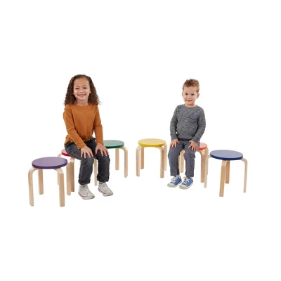 ECR4Kids Bentwood Stacking Stools For Kids, Playroom/Daycare Flexible Seating, 12" Height, 6-Piece 4 ECR4Kids Bentwood Stacking Stools For Kids, Playroom/Daycare Flexible Seating, 12" Height, 6-Piece - Image 2