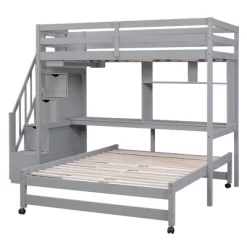 Twin Over Full Bunk Bed With Storage Stairs, Desk, Shelves And Hanger - ModernLuxe -Children Furniture Store GUEST 9f7cf04e 3f2d 4fb8 9930 82eaaf0daee3