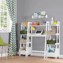 Kids' Desk With Ladder Shelf Storage And 2 Bonus Magnetic Art Display Bars White - RiverRidge Home -Children Furniture Store GUEST a18ea58d 2f31 4883 bf1a 7c63e2644974