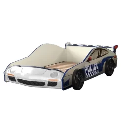 Twin Quessa Police Car Bed With Led Headlight Chair Black/White - HOMES: Inside + Out -Children Furniture Store GUEST a2da96a4 0c4f 40d8 97f1 e14b1f3e9ac2