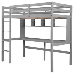 Twin Size Loft Bed With Desk, Shelves, And Ladder-ModernLuxe -Children Furniture Store GUEST a3f09262 0462 4e16 aa53 3f98db054b0e