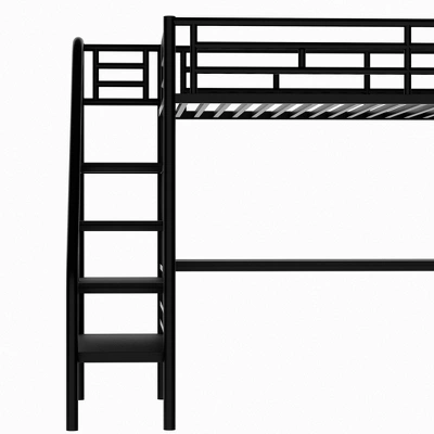 Metal Twin Size Loft Bed With Desk, Black - ModernLuxe 9 Metal Twin Size Loft Bed With Desk, Black - ModernLuxe - Image 7