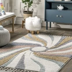 Theodora Colorful Swirl Kids Tassel Area Rug -Children Furniture Store GUEST a633ee1c 2a04 4411 a950 ae43e620f9d6