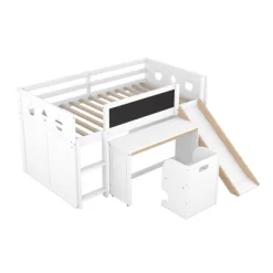 Wood Loft Bed With Slide, Cabinets, Blackboard, Desk And Chair-ModernLuxe -Children Furniture Store GUEST a9d47b9a 43e3 4380 bb02 363fb0aa521c