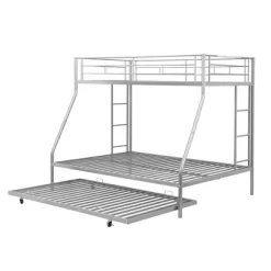 Twin Over Full Steel Bunk Bed With Twin Size Trundle Bed And Two-Side Ladders-ModernLuxe -Children Furniture Store GUEST aa767a84 357c 4531 b5ac 9dc587493a1d