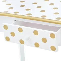 Fashion Polka Dot Gisele Play Vanity Set With Led Mirror White/Gold - Teamson Kids -Children Furniture Store GUEST ab0681c8 53fe 4186 a732 cfc0a27d59ac