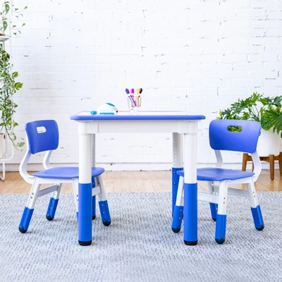 ECR4Kids Square Resin Dry-Erase Adjustable Activity Table With 2 Chairs (3-Piece Set) 5 ECR4Kids Square Resin Dry-Erase Adjustable Activity Table With 2 Chairs (3-Piece Set) - Image 3