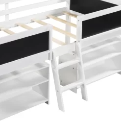 Twin Size Low Loft Bed With Two Removable Shelves, Ladder And Decorative Rail Chalkboard - ModernLuxe -Children Furniture Store GUEST ac89bb0d d132 4649 ae47 c8cc63689b6f