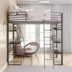 Andy Metal Loft Bed With Integrated Desk And Shelves - Room & Joy -Children Furniture Store GUEST ac9f8af9 f47c 40b4 bcd6 b5fba08a8728