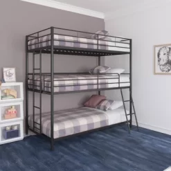Triple Twin Zeke Metal Bunk Bed - Room & Joy -Children Furniture Store GUEST acd75ebf cc4b 4c92 a86d f70b5dc00a63