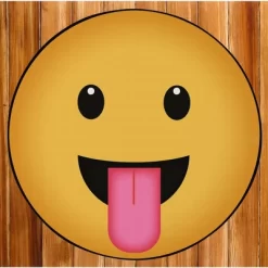 Deerlux Emoji Style Round Funny Smiley Face Kids Area Rug, Tongue Out Emoji Rug -Children Furniture Store GUEST ad2b9460 8b98 4ad5 91b4 092568603bb2