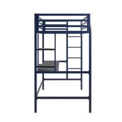 Twin Maxwell Metal Loft Bed With Desk & Shelves Blue/Black - Novogratz -Children Furniture Store GUEST ad68684f fd18 4423 a5a4 1e0d0881a576