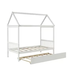 Twin Size House Shaped Platform Bed With Trundle - ModernLuxe -Children Furniture Store GUEST ad82553a 6527 42d4 8d87 8d3a4b9f86c4