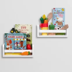 2pk Kids' 10" Floating Wall Mount Bookshelf Set White - RiverRidge Home -Children Furniture Store GUEST adee4863 3a76 44ff 9c2f 65d41d614452