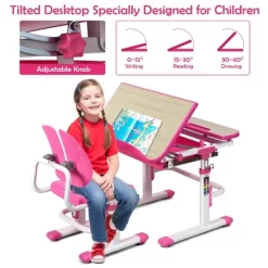 Costway Children Desk Chair Set Adjustable Study Table Drawer Winged Backrest Chair -Children Furniture Store GUEST aee8a052 8049 4cfa 9bf1 d38880088c9c