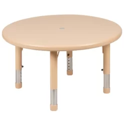 Emma And Oliver 33" Round Plastic Height Adjustable Activity Table Set With 4 Chairs -Children Furniture Store GUEST b04d97a7 9bff 4147 aaad 47f3341e23cc 1