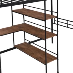 Twin Size Metal Loft Bed With Built-in Desk And Shelves - ModernLuxe -Children Furniture Store GUEST b09738cb 4c72 4411 b923 ac9f045ad698