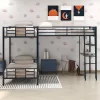 L-Shaped Twin Over Twin Bunk Bed With Twin Size Loft Bed With Desk And Shelf , Brown - ModernLuxe