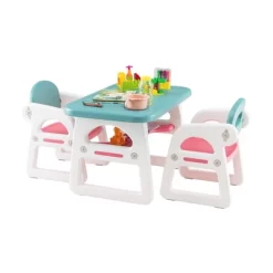 Costway 3-Piece Kids Table And Chair Set Toddler Activity Study Desk With Building Blocks -Children Furniture Store GUEST b2142cd5 51fa 4527 b552 4df5d43b5af2