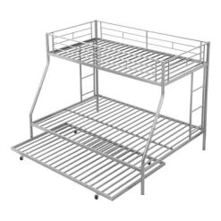 Twin Over Full Steel Bunk Bed With Twin Size Trundle Bed And Two-Side Ladders-ModernLuxe -Children Furniture Store GUEST b348fc84 89ee 4c30 bcc6 d3e01db834a6