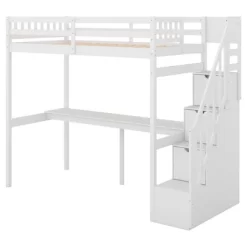 Twin Size Loft Bed With Storage Staircase And Built-in Desk-ModernLuxe -Children Furniture Store GUEST b450d77c 6546 48ad a983 c317c90f9f59