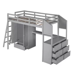 Twin Size Loft Bed With Wardrobe, Drawers And Desk With Shelves - ModernLuxe 18 Twin Size Loft Bed With Wardrobe, Drawers And Desk With Shelves - ModernLuxe -Children Furniture Store GUEST b491be01 c4f6 4449 a95c e87999b37070