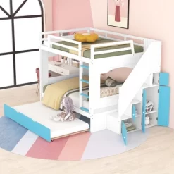 Full Over Full Bunk Bed With Trundle, Stairs, Ladders And Storage Cabinet-ModernLuxe 29 Full Over Full Bunk Bed With Trundle, Stairs, Ladders And Storage Cabinet-ModernLuxe -Children Furniture Store GUEST b522b930 ba80 436c 8ecc 7831bebad229