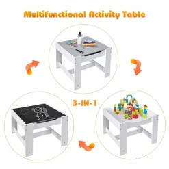 Costway Kids Table Chairs Set With Storage Boxes Blackboard Whiteboard Drawing GreyNature -Children Furniture Store GUEST b5538307 d289 432b 979e 1eff09a62cb2