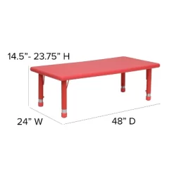 Emma And Oliver 24"W X 48"L Rectangular Plastic Height Adjustable Activity Table Set With 6 Chairs -Children Furniture Store GUEST b599da98 3e0d 474f 9033 b600afae5d59