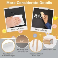 Costway Kids House-Shaped Table & Chair Set Wooden Toy Organizer Cabinet With Blackboard Grey/White -Children Furniture Store GUEST b6e8509a 75d5 49bb a558 6cca0a0e6fae