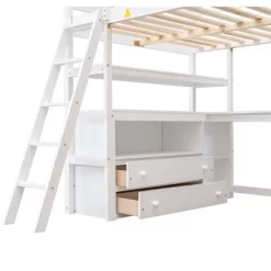 Full Size Loft Bed With Desk, Shelf And Two Built-in Drawers - ModernLuxe -Children Furniture Store GUEST b703ccc7 6914 45bd bede 2e8f321697d7