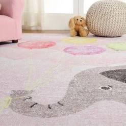 Nursery Elephant Colorful Kids Playroom Indoor Area Rug By Blue Nile Mills -Children Furniture Store GUEST b930de76 4449 4875 bacf c1a5f81f150c