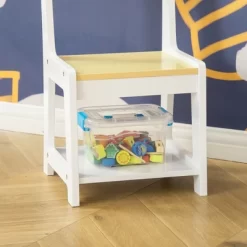 Qaba 3-in-1 Activity Table And Chair Set, Modern Kids Writing Desk Set, Bricks And Roads Style Table And Chair Set, 3pc Total, White -Children Furniture Store GUEST b9406ed9 95d1 469d b31a 5ceafd936f9c