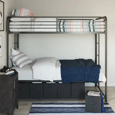 Twin Betony Bunk Bed With Storage Bins Black - Room & Joy 4 Twin Betony Bunk Bed With Storage Bins Black - Room & Joy - Image 2