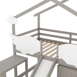 Twin Size House Shape Loft Bed With Wardrobe, Slide And Pullout Desk - ModernLuxe -Children Furniture Store GUEST bb58e985 e68f 49f8 8145 3be85fe10c9b