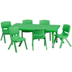 Flash Furniture 24"W X 48"L Rectangular Plastic Height Adjustable Activity Table Set With 6 Chairs 21 Flash Furniture 24"W X 48"L Rectangular Plastic Height Adjustable Activity Table Set With 6 Chairs -Children Furniture Store GUEST be0d274c 1eb8 4993 bcdd 2f0819ea2da9