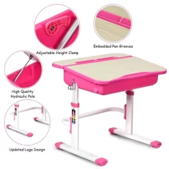 Costway Adjustable Children Study Desk Chair Set W/Winged Backrest Pink -Children Furniture Store GUEST be7a4caa ff26 4ed8 b453 d85e357534a7